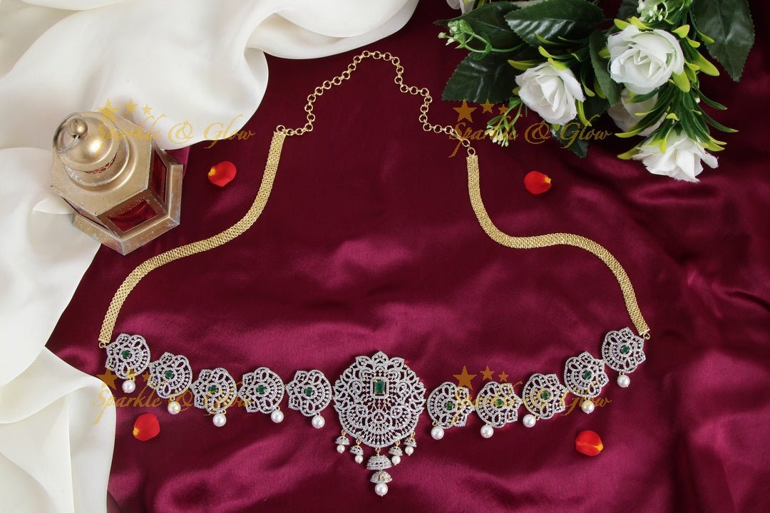 GJ Polished AD floral hipchain - Green - Sparkle and Glow - Pink - 