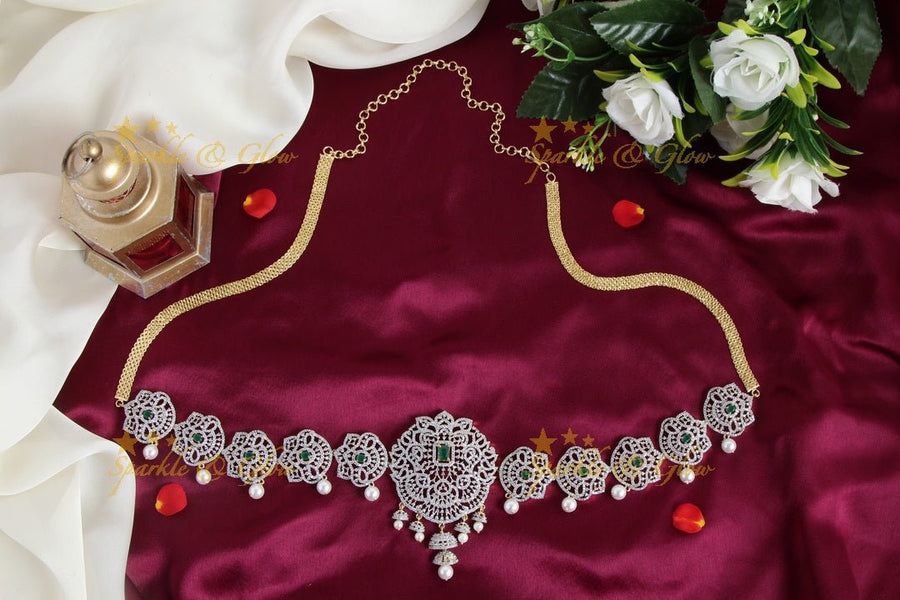GJ Polished AD floral hipchain - Green - Sparkle and Glow - Pink - 