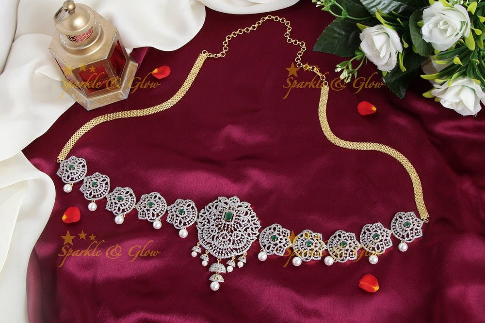 GJ Polished AD floral hipchain - Green - Sparkle and Glow - Pink - 