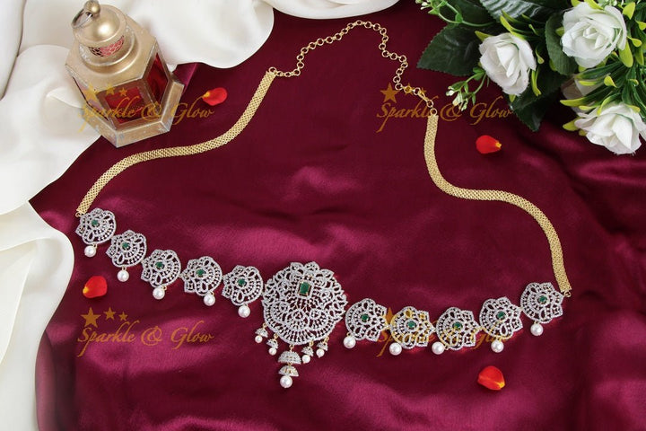 GJ Polished AD floral hipchain - Green - Sparkle and Glow - Pink - 