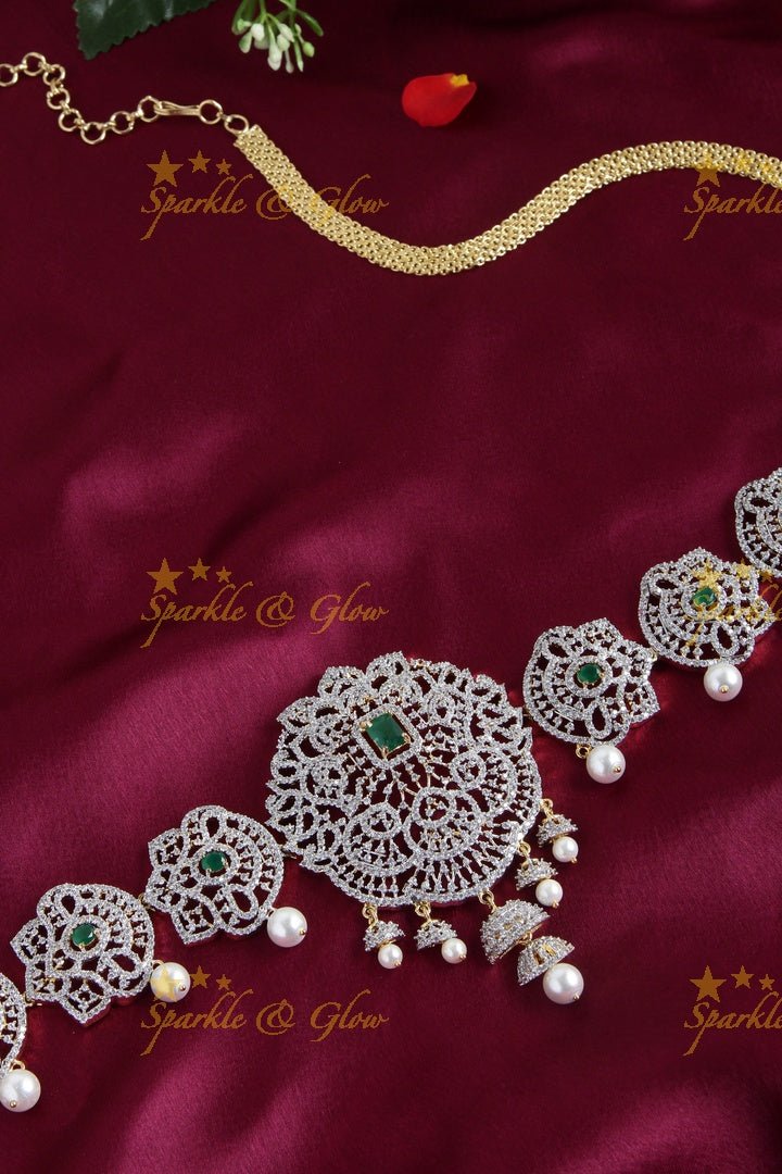 GJ Polished AD floral hipchain - Green - Sparkle and Glow - Pink - 