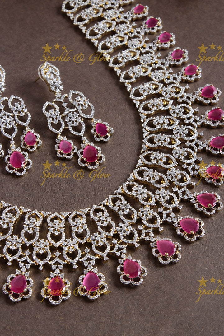 Stunning AD floral haram - Pink