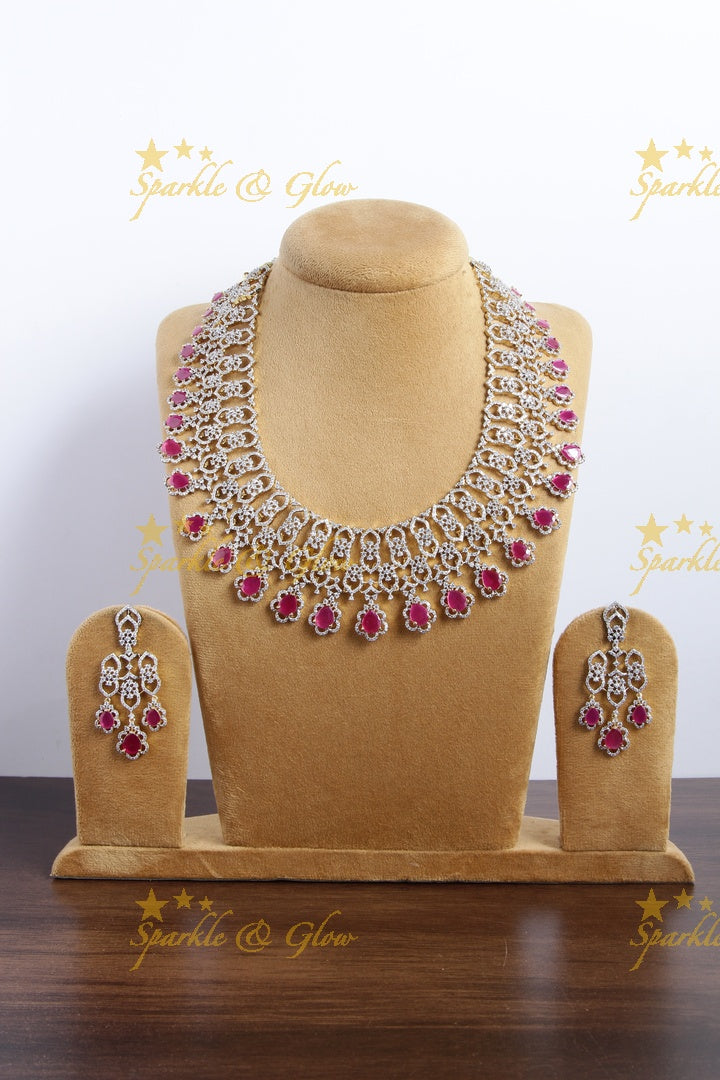 Stunning AD floral haram - Pink