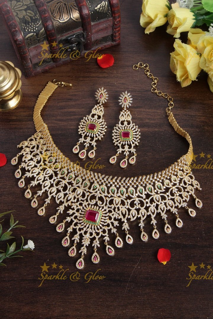 Beautiful gold polish unique design choker - Sparkle and Glow - Back Thread - 