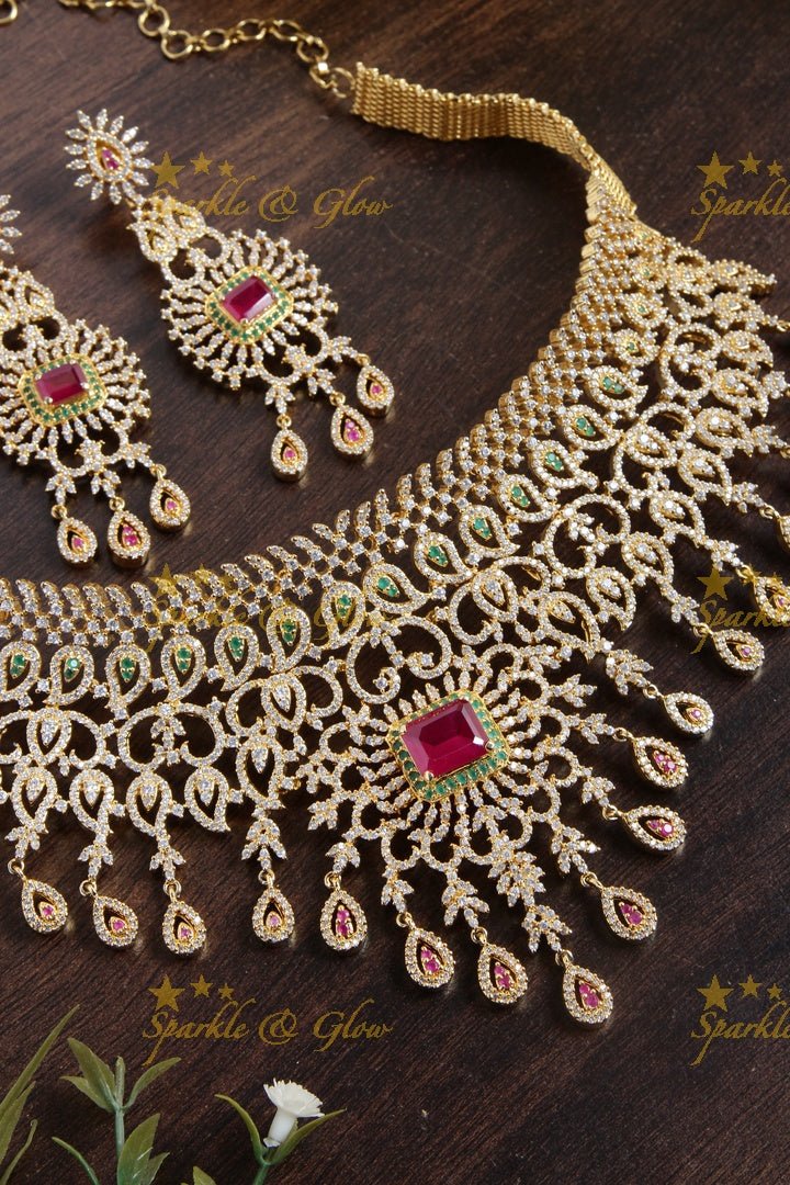 Beautiful gold polish unique design choker - Sparkle and Glow - Back Thread - 