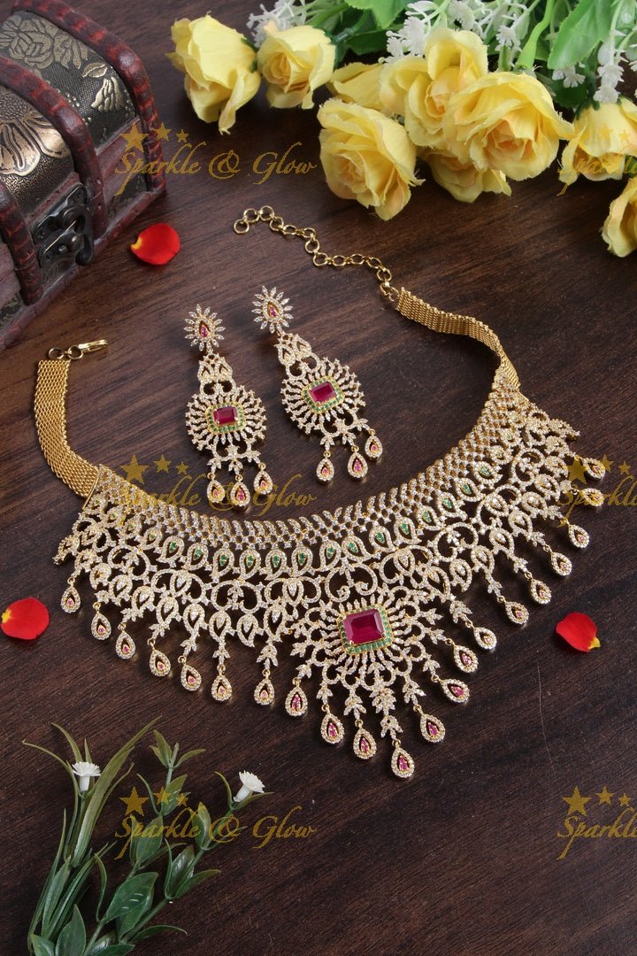 Beautiful gold polish unique design choker - Sparkle and Glow - Back Thread - 