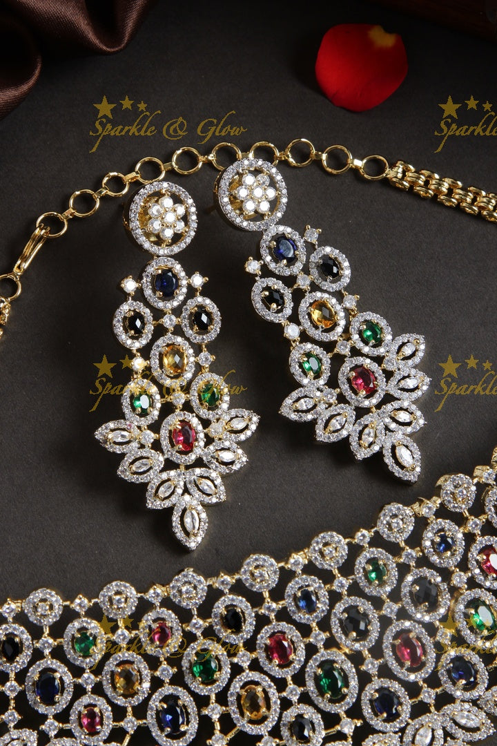 Beautiful two tone navarathna AD choker