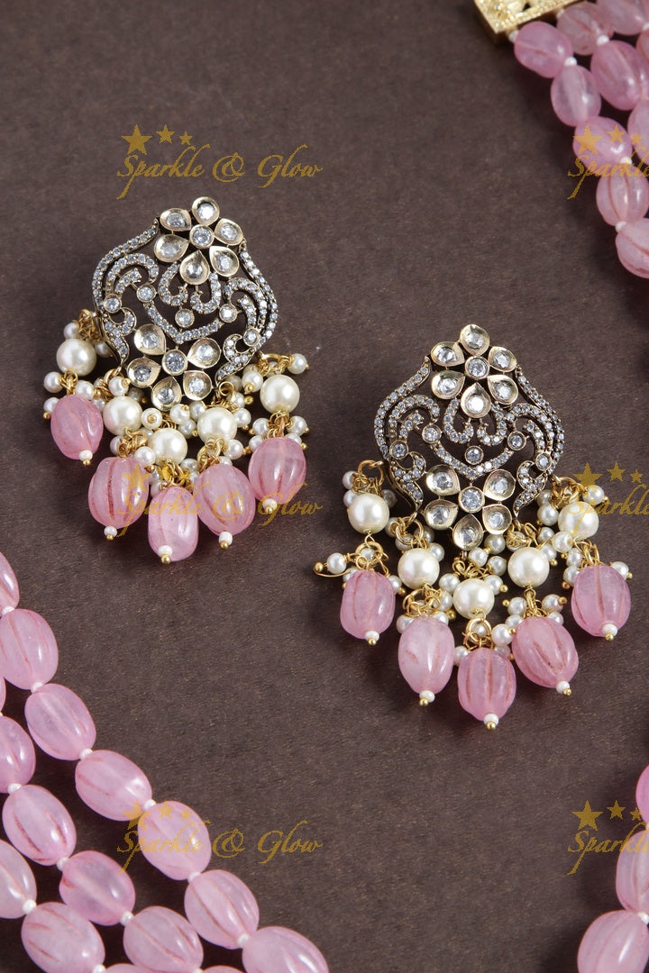 Pink beads Ganesha pendent Victorian AD Haram