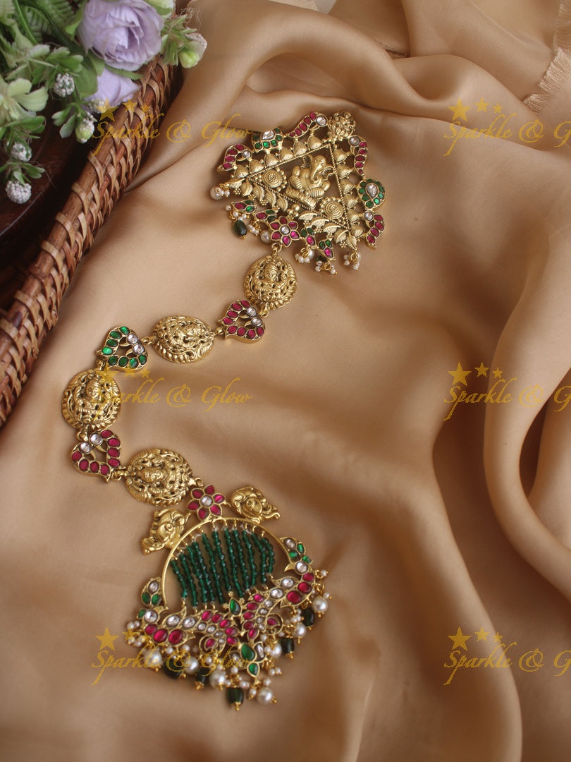 Jadau Ganesha Lakshmi Gold Jada Billa Pendant