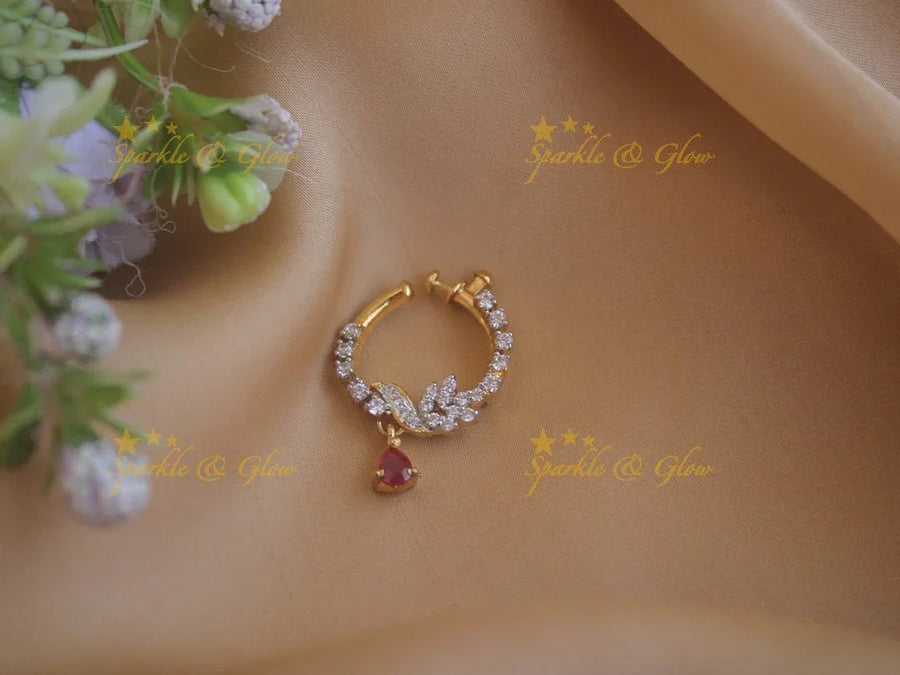 Gold polished AD nosepin - pink - Sparkle and Glow