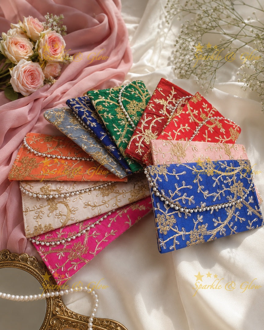 Elegant 9x5" Embroidered Clutch for Return Gifts- Set of 10pcs