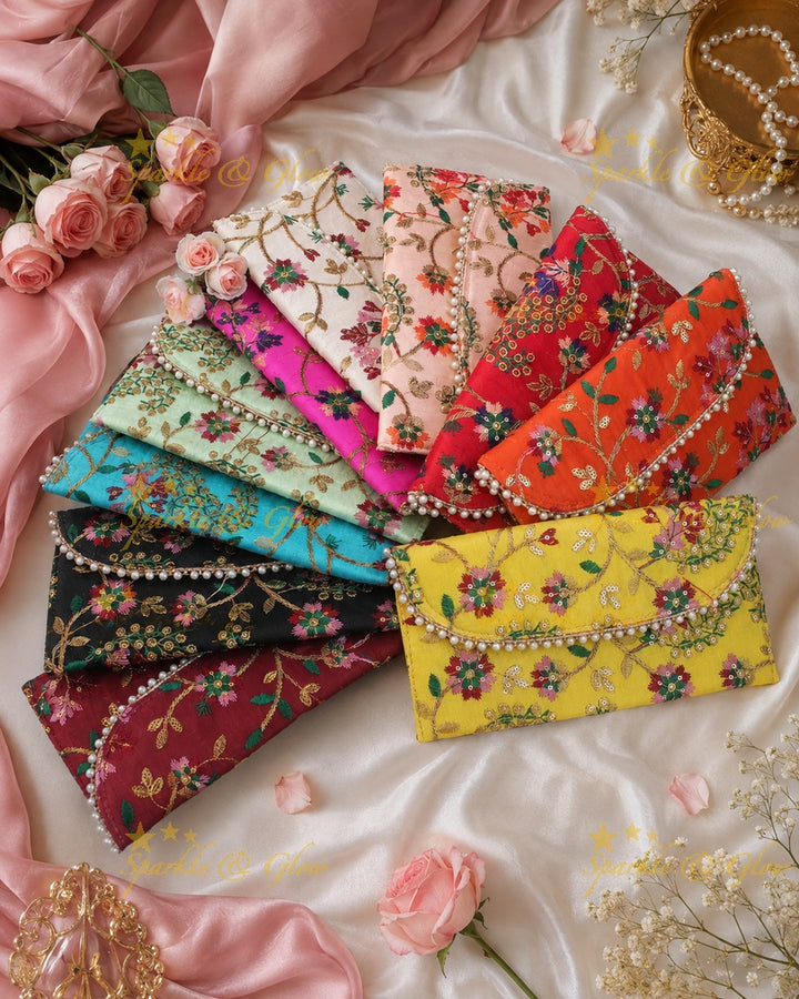 Chic 9.5x4.5" Embroidered Clutch for Special Events- Set of 10pcs