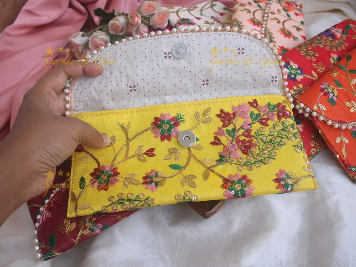 Embroiderd 9.5*4.5 inch clutch return gifts - Sparkle and Glow