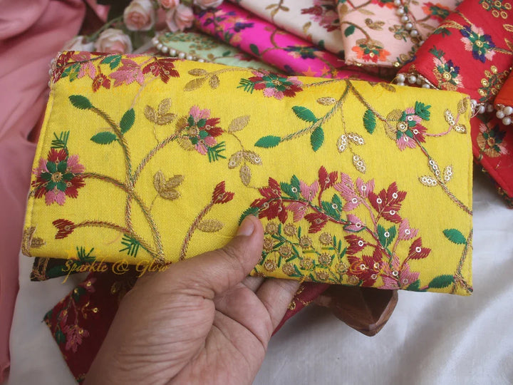 Embroiderd 9.5*4.5 inch clutch return gifts - Sparkle and Glow