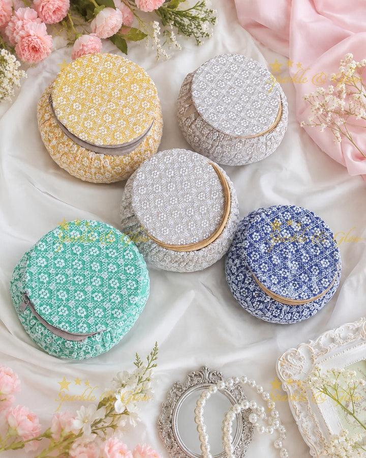 Chikankari Embroidered Matki 5" Return Gifts- Set of 6pcs