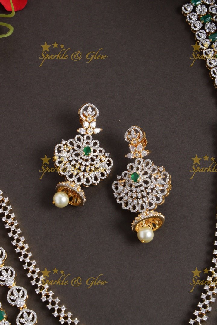 Intricately carved peacock floral jhumka deisgn GJ polish necklace - Sparkle and Glow - Multi - Back Thread