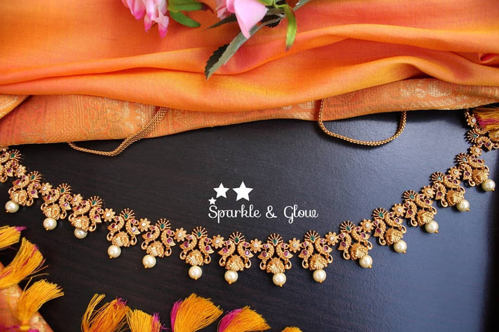 Premium quality matte peacock hip chain with stones