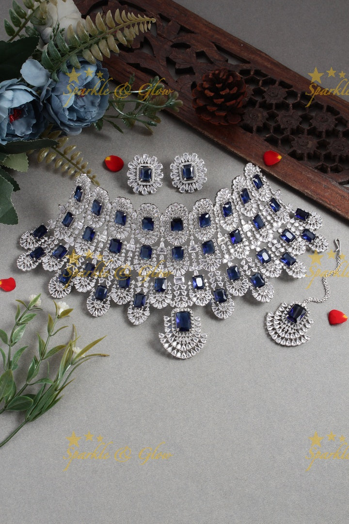SIlver Tone Kiara Choker - Red