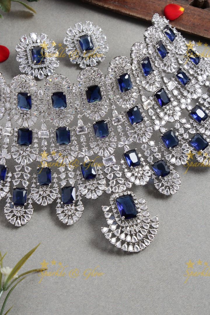 SIlver Tone Kiara Choker - Blue