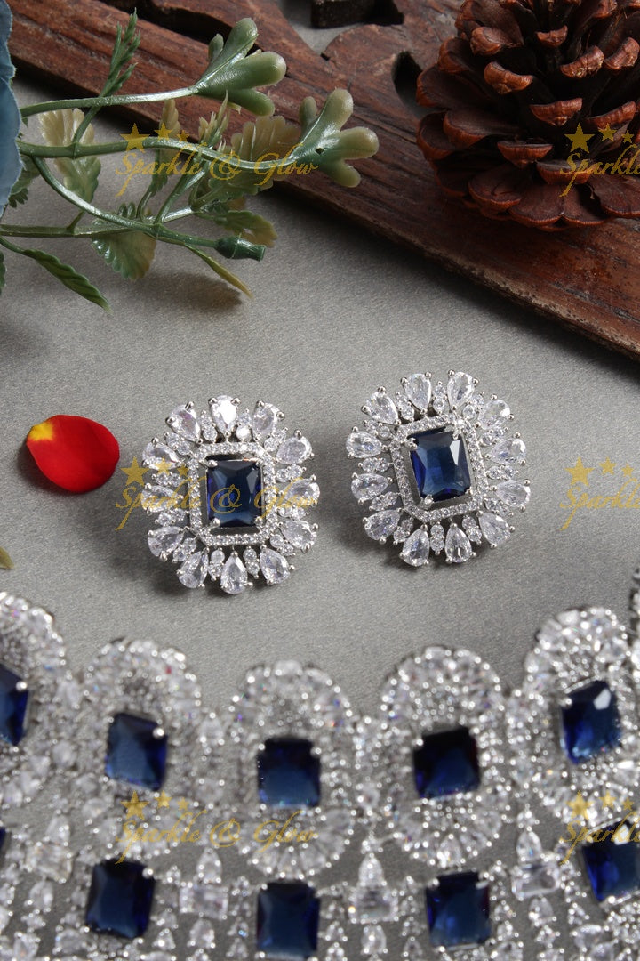 SIlver Tone Kiara Choker - Blue