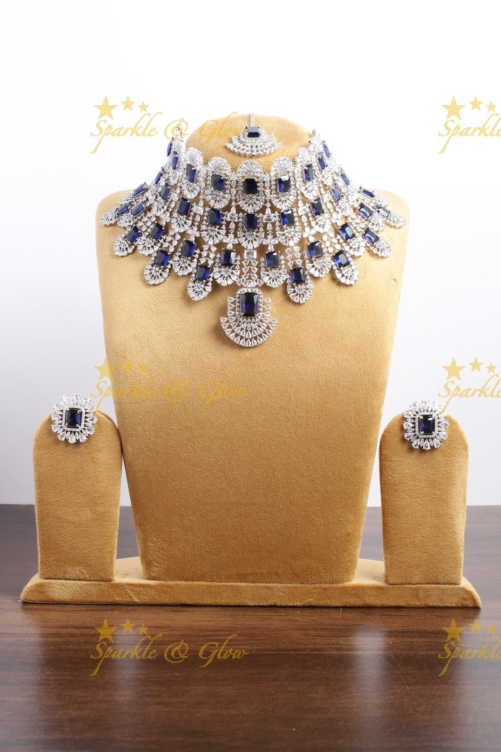 SIlver Tone Kiara Choker - Blue