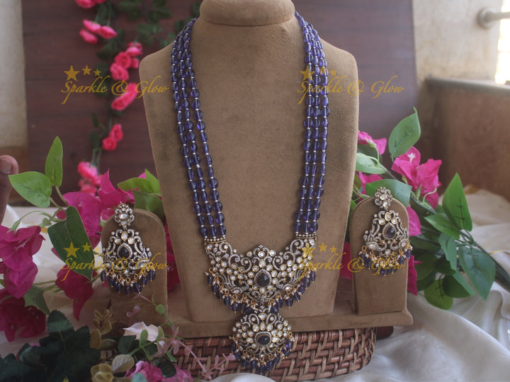 Victorian AD Peacock beaded haram - Blue