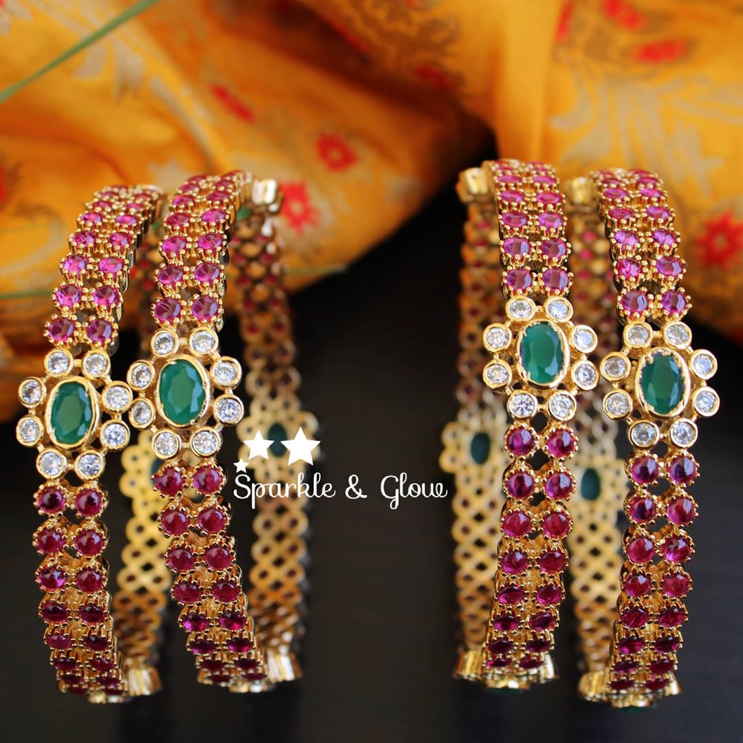 Kemp floral stones bangles