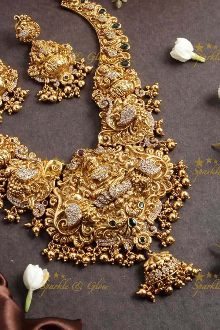 Statement gold alike Lakshmi bridal necklace