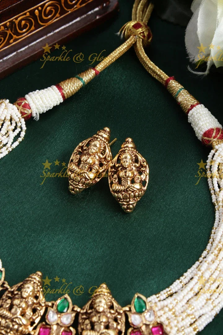 Elegant Jadau Lakshmi pearl choker - Sparkle and Glow