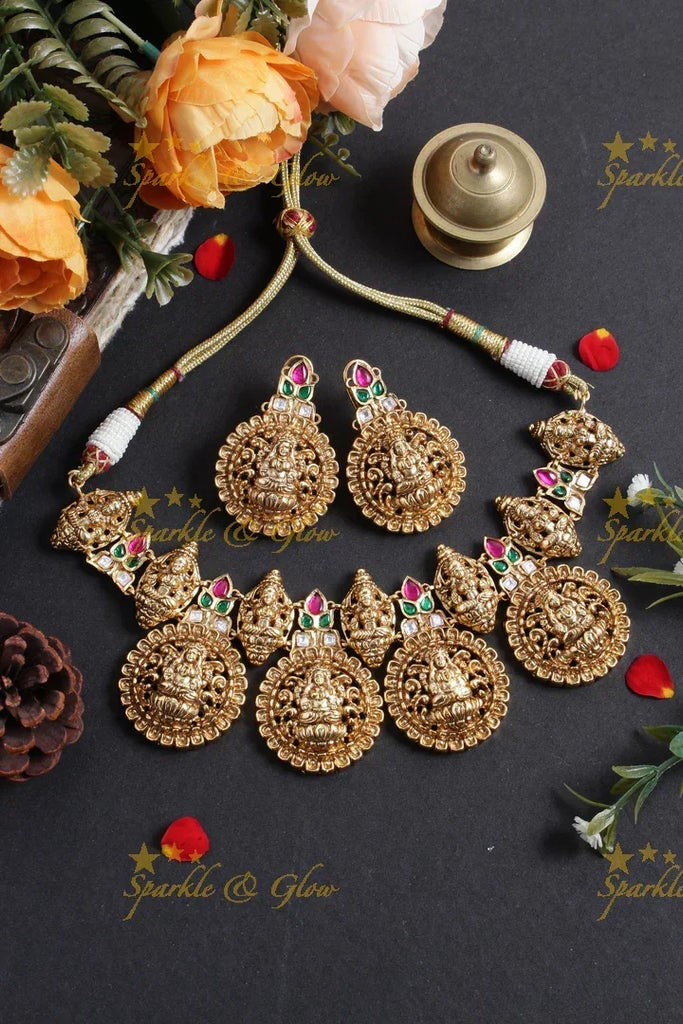 Antique Jadau Lakshmi Choker Necklace Set
