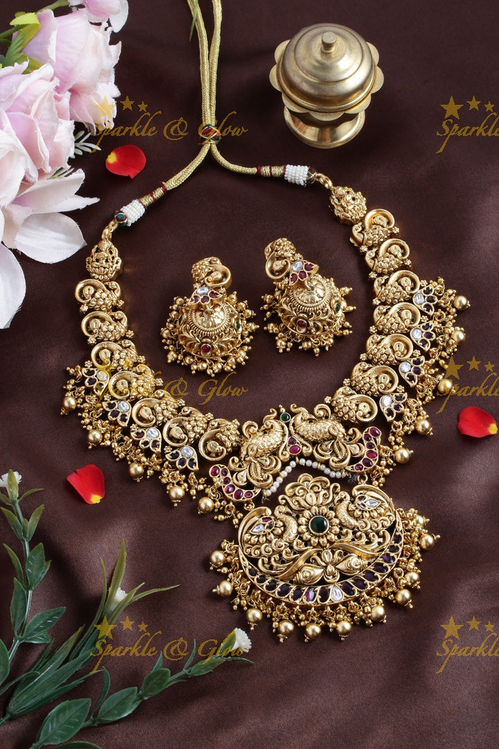 Gold alike Peacock non idol peacock rice pearl guttapusalu