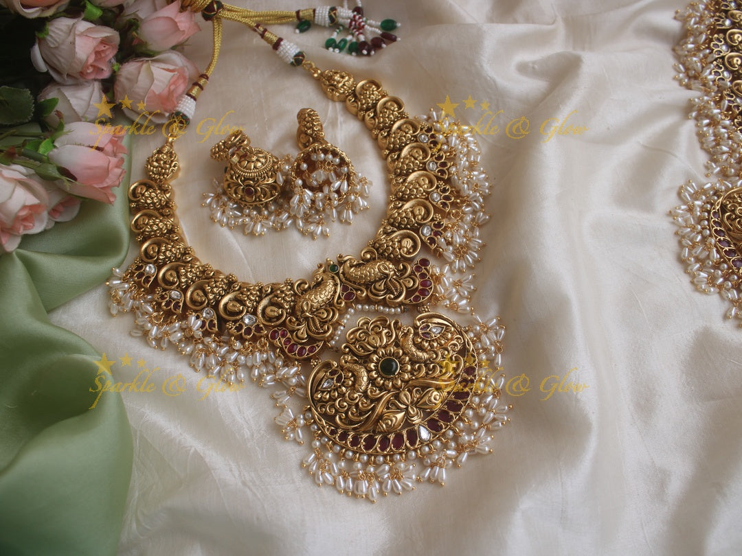 Gold alike Peacock non idol peacock rice pearl guttapusalu