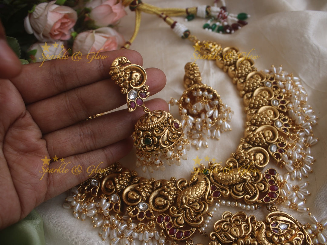 Gold alike Peacock non idol peacock rice pearl guttapusalu