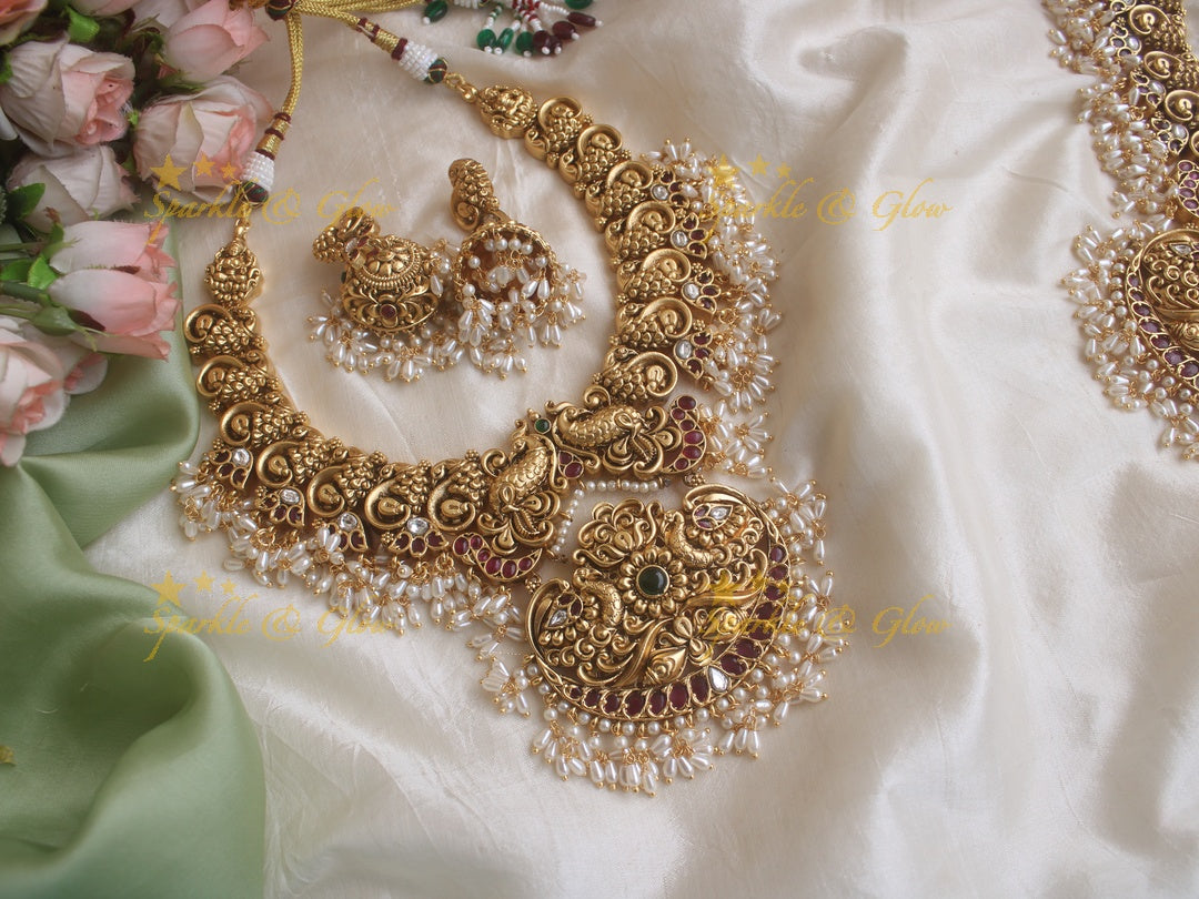Gold alike Peacock non idol peacock rice pearl guttapusalu