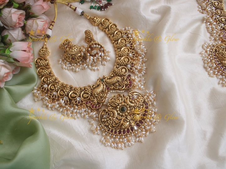 Gold alike Peacock non idol peacock rice pearl guttapusalu