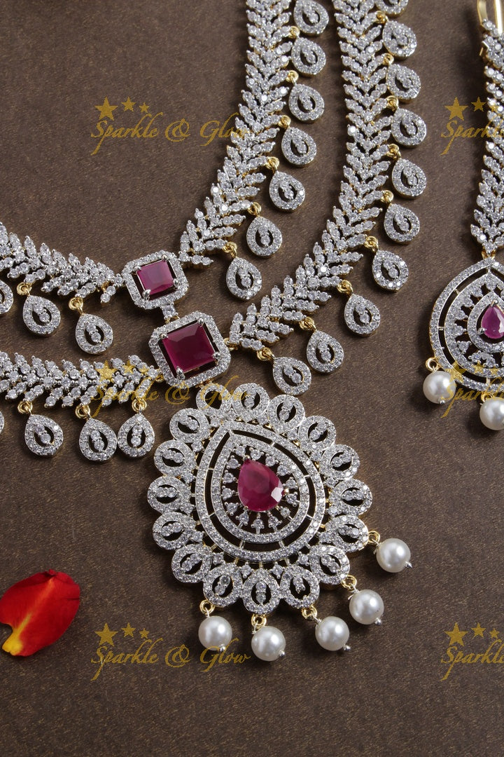 Statement AD layered haram with tikka - Pink