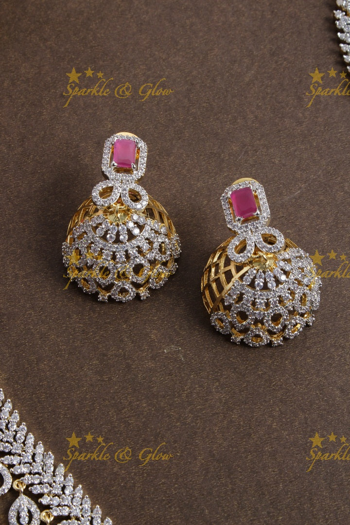 Statement AD layered haram with tikka - Pink