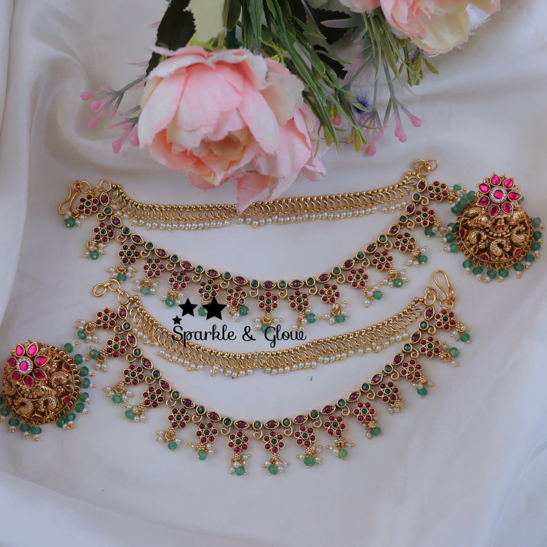 Exquisite Peacock Earrings & Earchain Combo