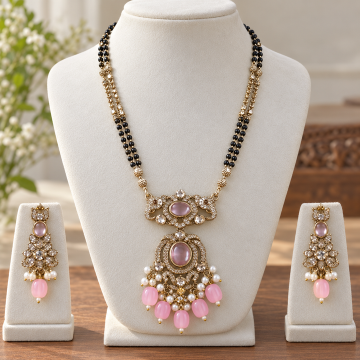 Elephant Pendant Black Beads Mangalsutra
