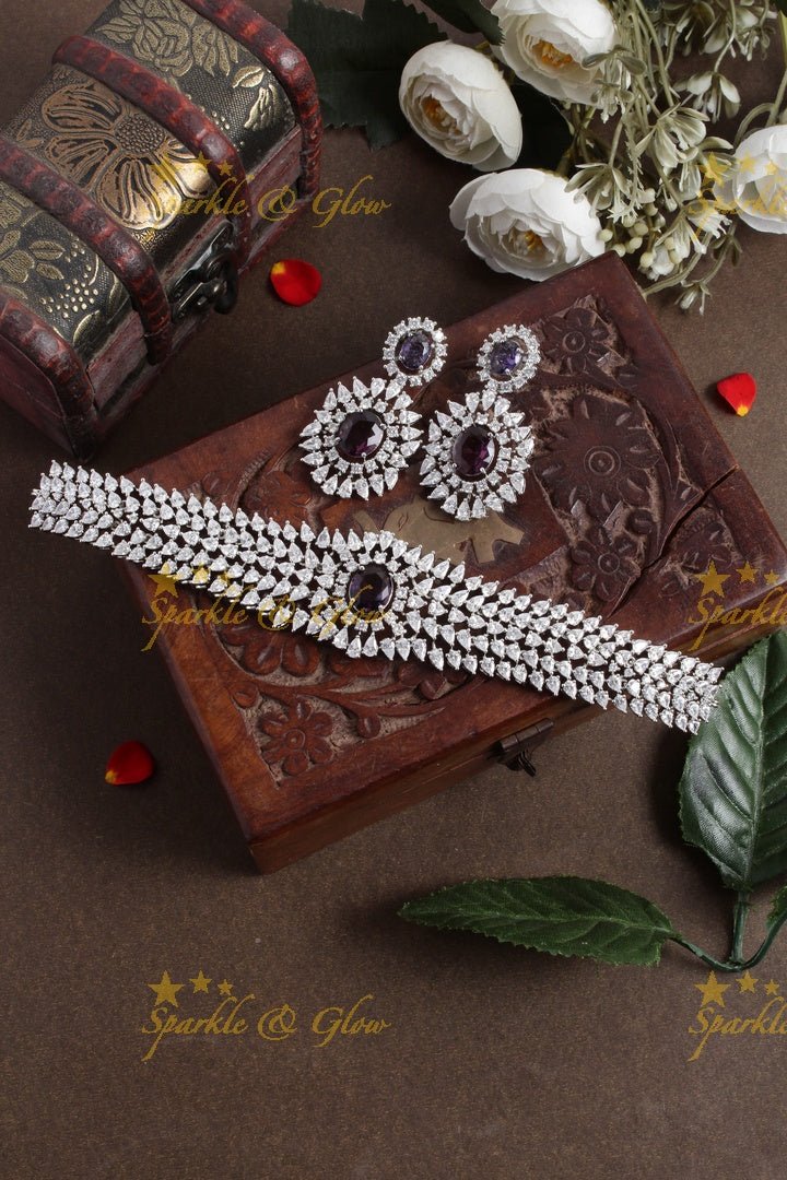 Stunning AD silver choker - Purple - Sparkle and Glow - Purple - Back Thread
