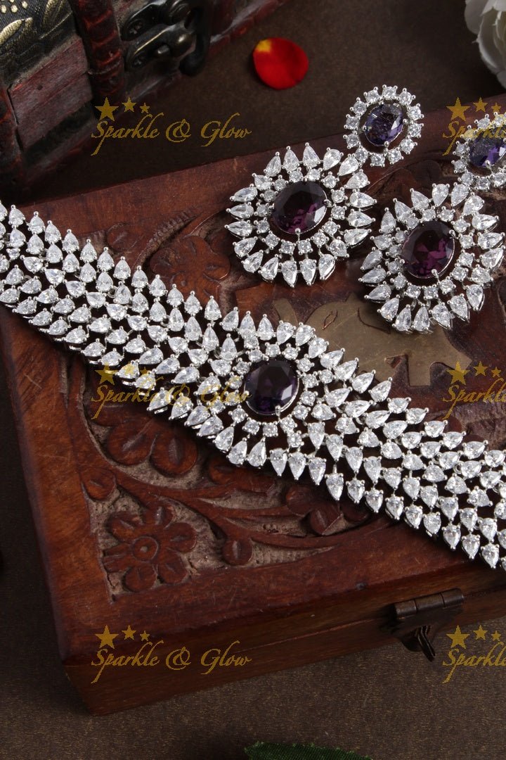 Stunning AD silver choker - Purple - Sparkle and Glow - Purple - Back Thread