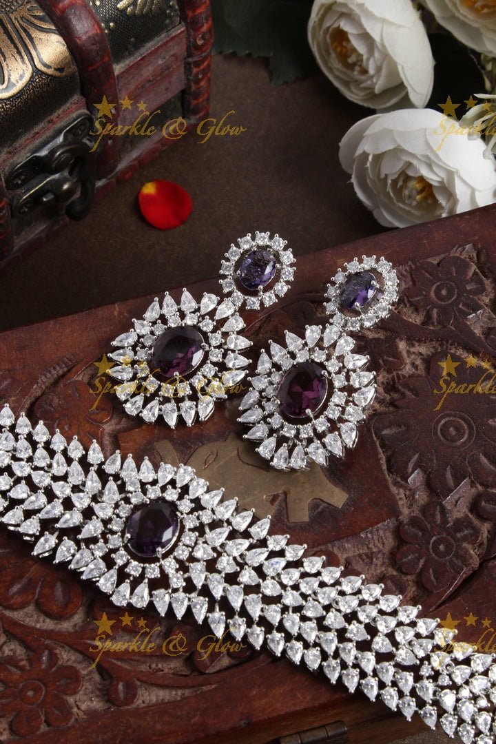 Stunning AD silver choker - Purple - Sparkle and Glow - Purple - Back Thread