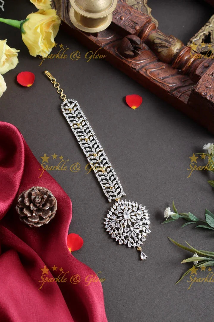 White Stone AD Maang Tikka - Sleek Style