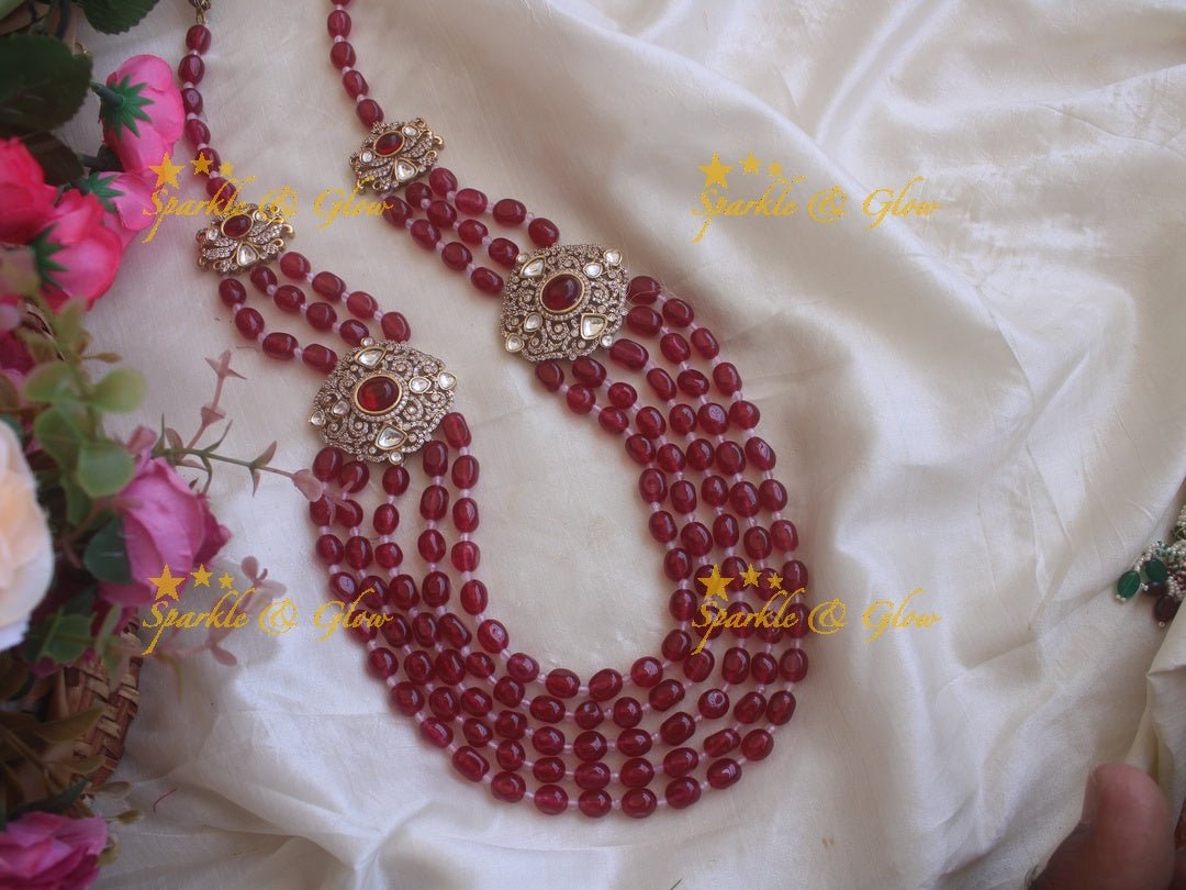 Victorian AD Statement Beded Haram - Purple - Sparkle and Glow - Dark pink - Back Thread