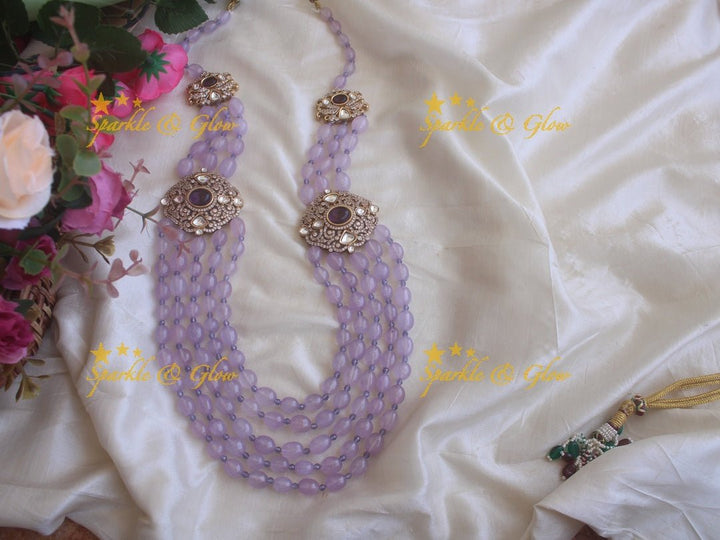 Victorian AD Statement Beded Haram - Purple - Sparkle and Glow - Dark pink - Back Thread