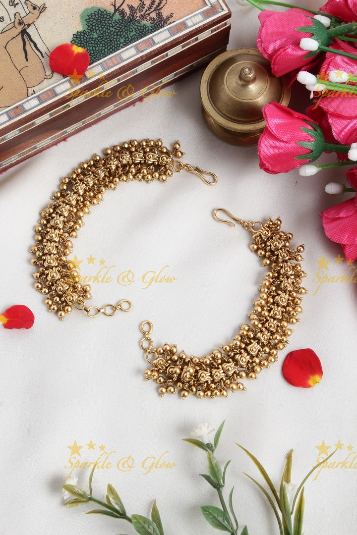 Gold alike polished gold cluster earchain