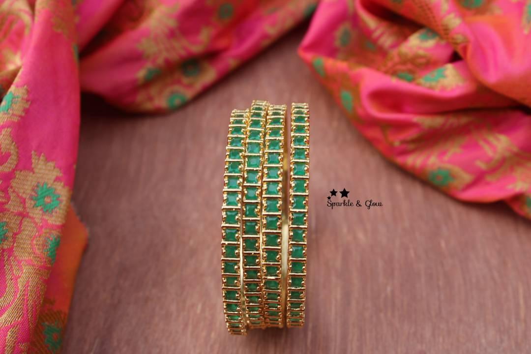Square AD Stone Elegant Bangles – Sparkle and Glow