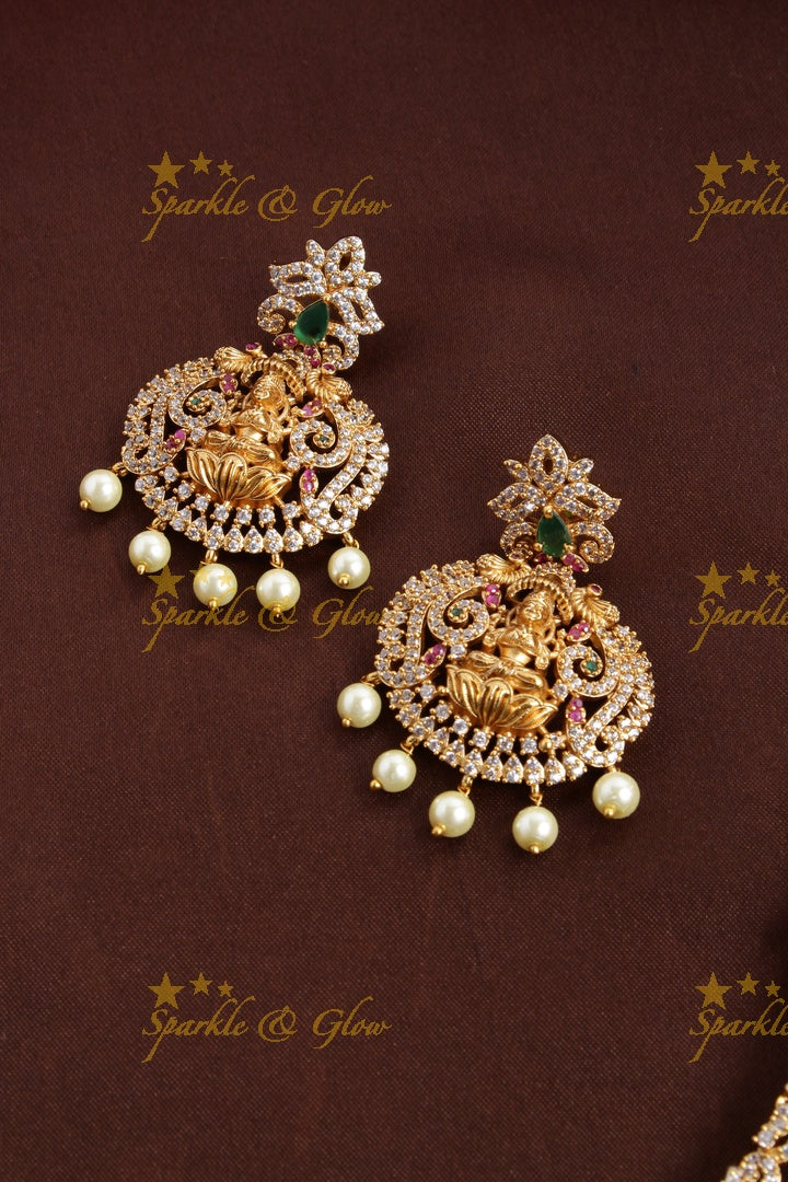 Premium matte cz stone Lakshmi haram