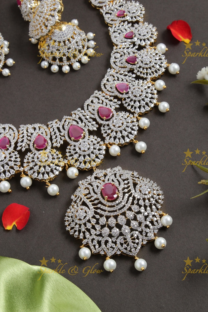 Beautiful GJ polish peacock necklace - Pink
