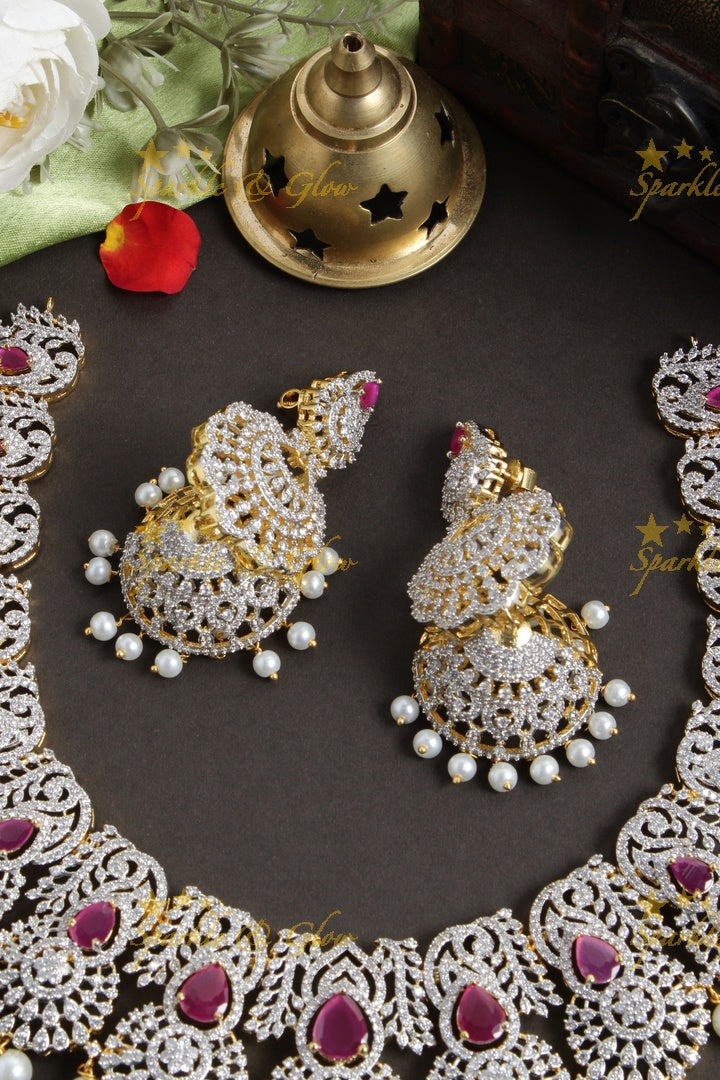Beautiful GJ polish peacock necklace - Pink